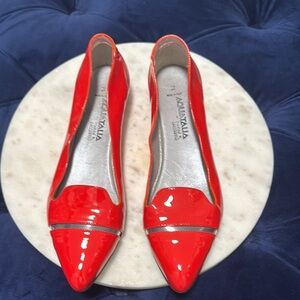 Aquatalia by Marvin K. Saccheto Red Flats with Patent Finish and Pointed Toe